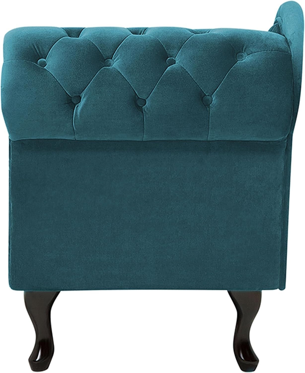 Vintage Right Hand Velvet Chaise Lounge with Chesterfield Tufted Back, Teal