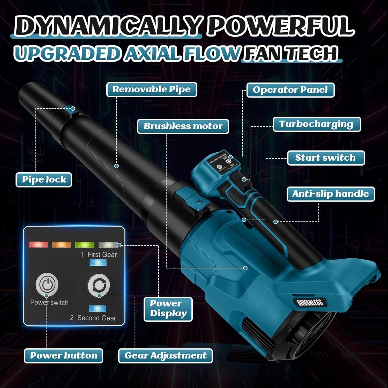 Cordless Leaf Blower 18V Brushless 3 Speed Handheld Electric Garden Cleaner