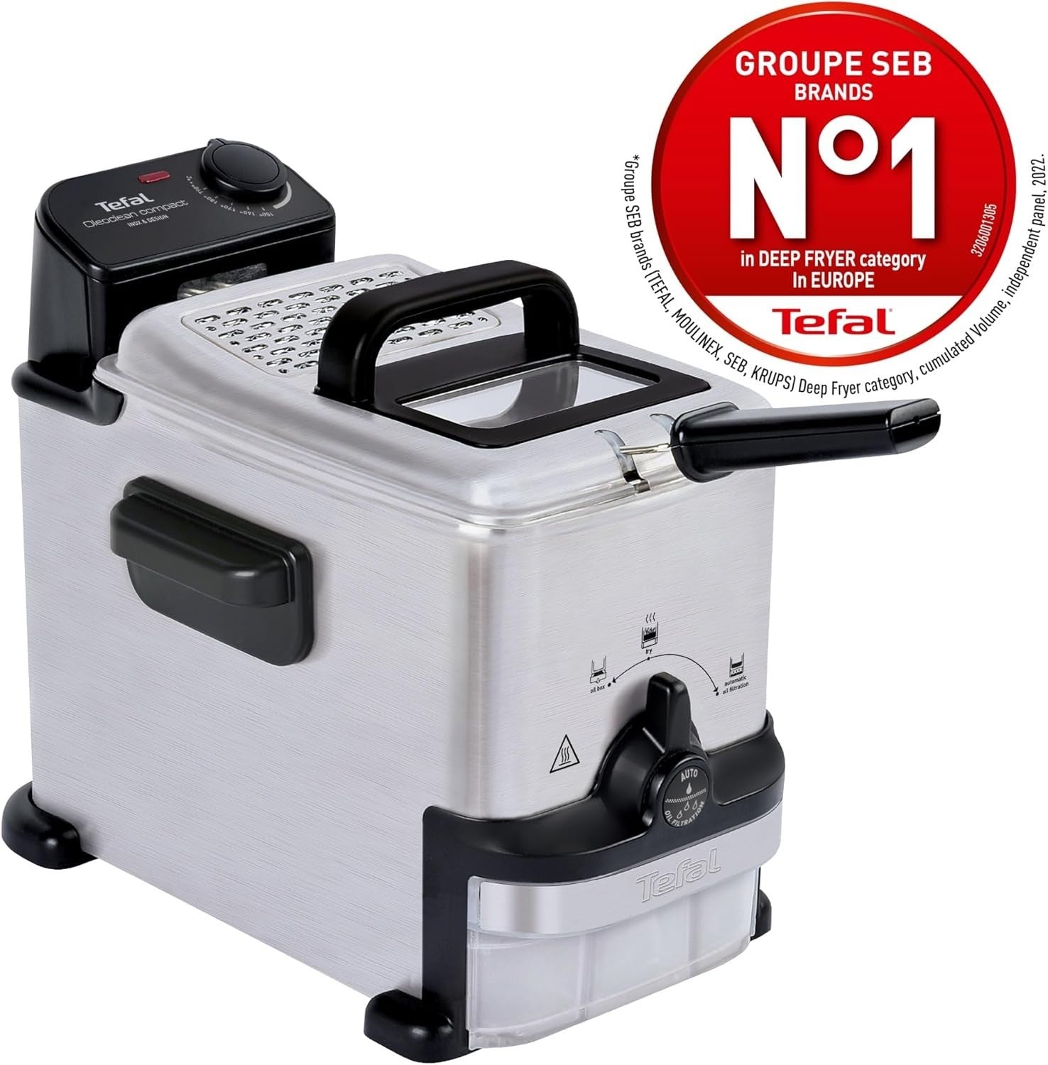 3L Deep Fat Fryer Stainless Steel Cool Zone Auto Oil Filtration 2100W
