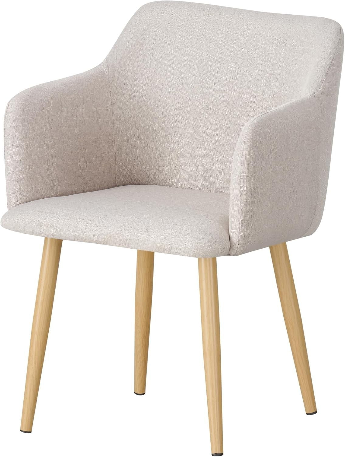 Biege Fabric Tub Chair Wing Back Armchair, Compact Bedroom Vanity Seat