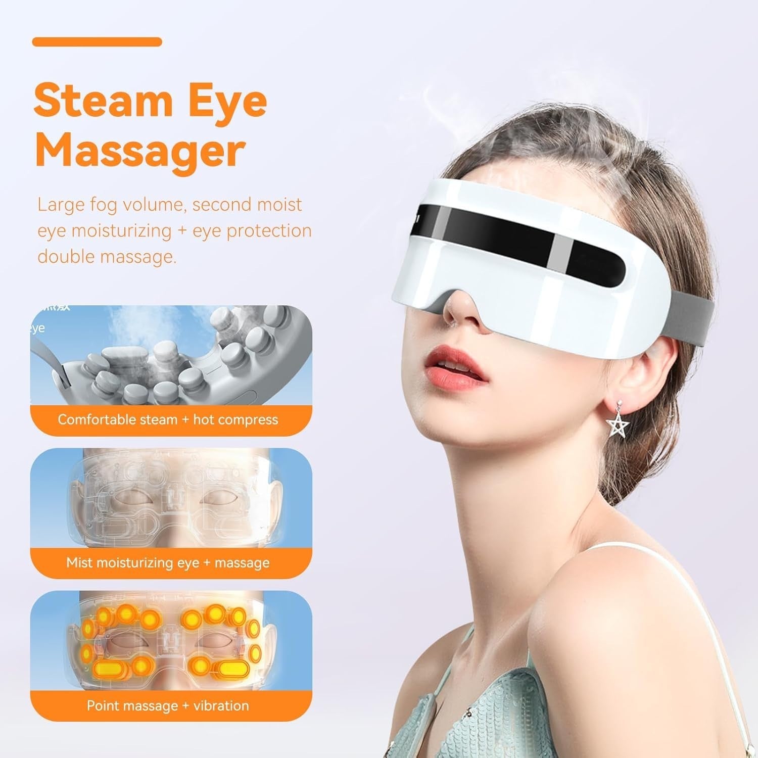 Steam Heated Eye Massager Bluetooth Dry Eyes Migraine Relief