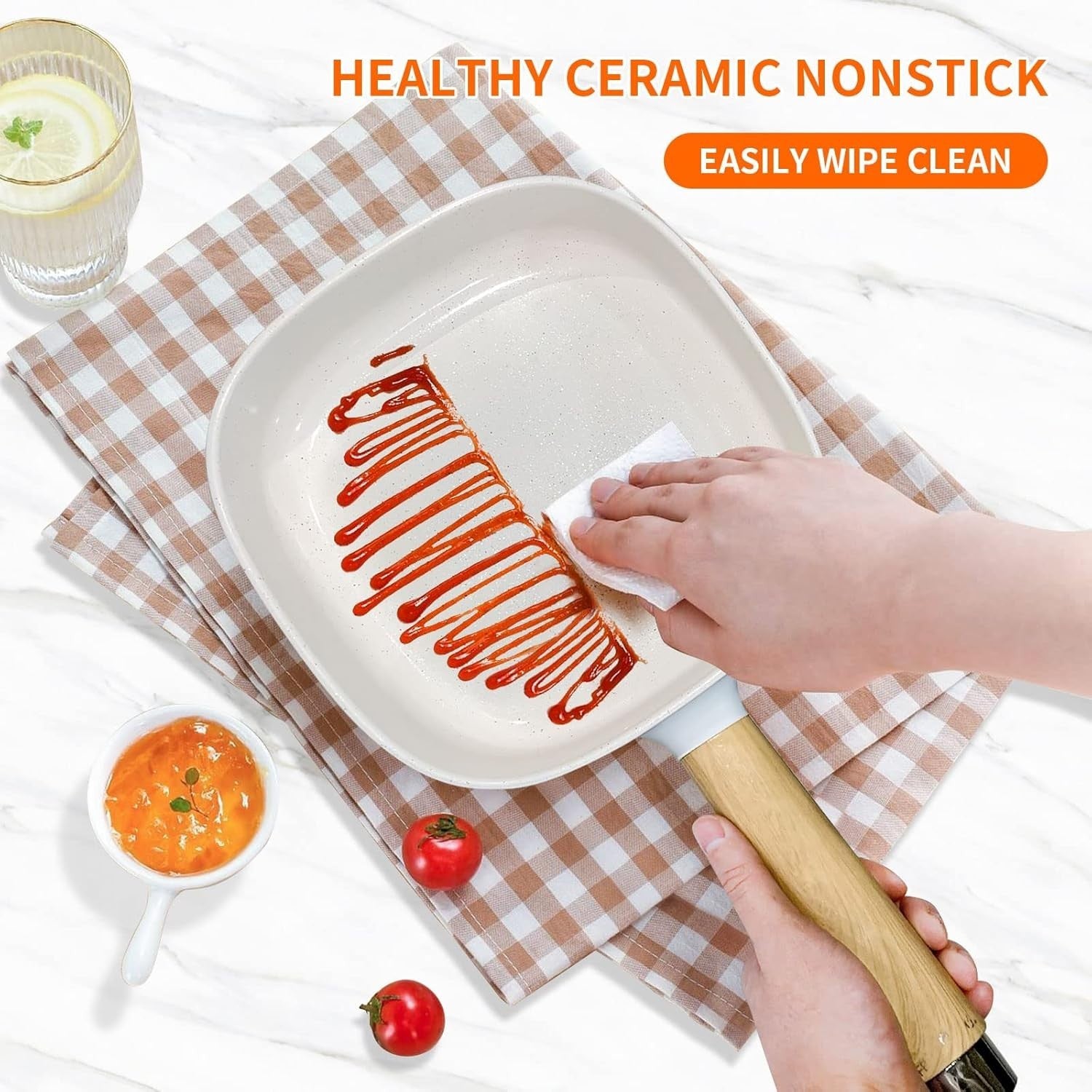 Electric Hot Pot 2L Ceramic Non-Stick Multi-Cooker with Steamer & Spatula