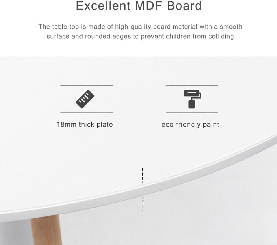 Round Dining Table & 4 Black Chairs Set – Compact, Padded, Modern Design