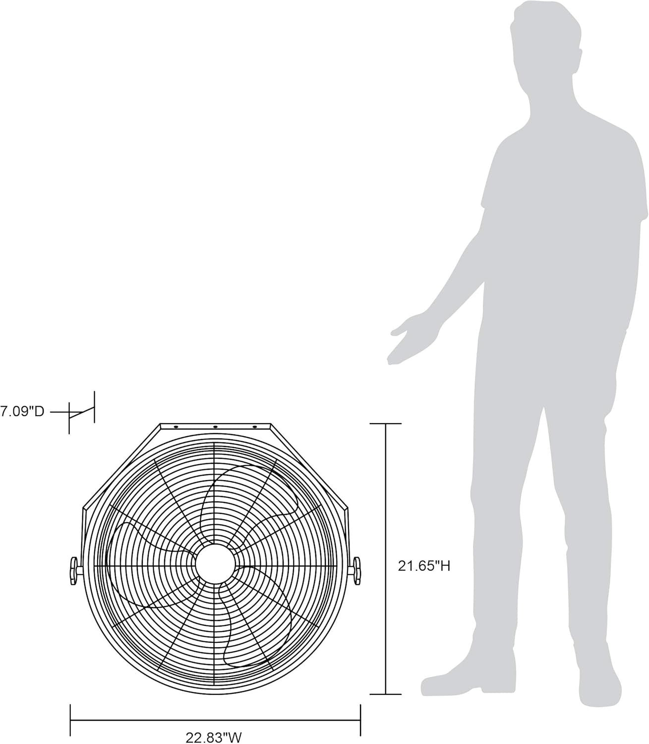 18" Wall Fan – High-Velocity 3000CFM Industrial Cooling w/ 3-Speed Metal Blades