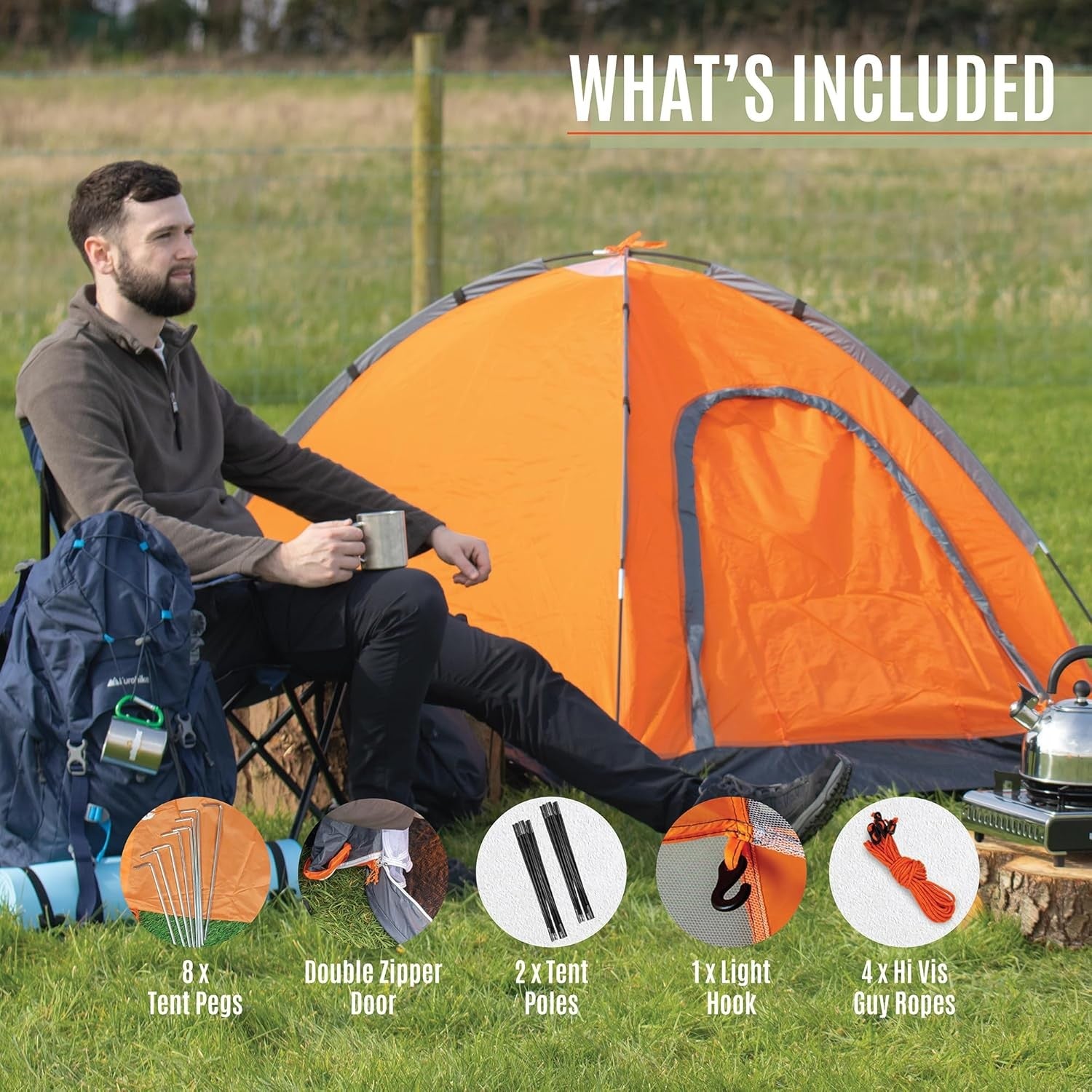 1 Person Camping Tent Waterproof Lightweight Festival Dome