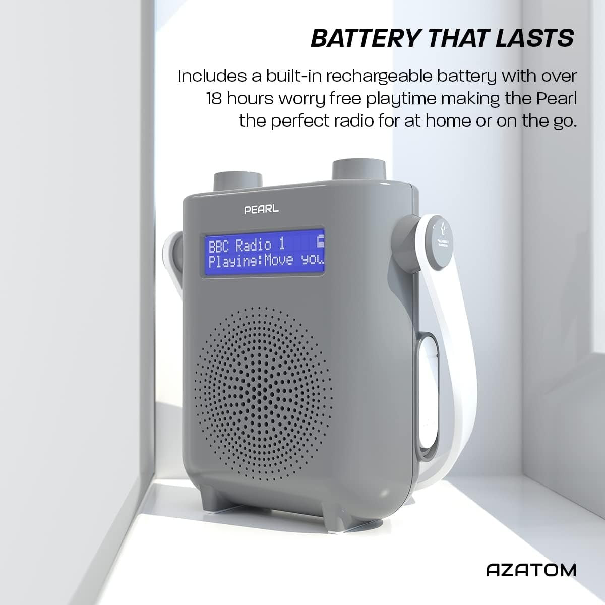 DAB/DAB+ FM Shower Radio Bluetooth IPX5 Waterproof Portable