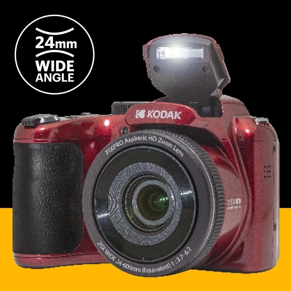 16MP Bridge Camera 25X Optical Zoom HD Video Wide Angle Red Camera