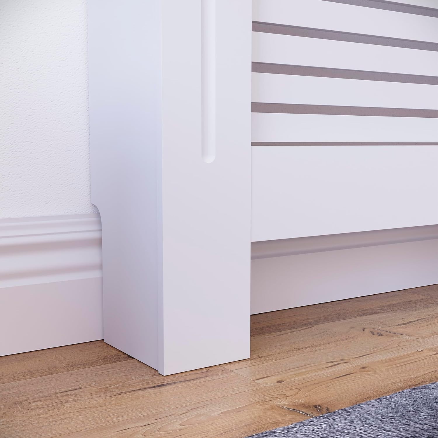 Large White Radiator Cover 152cm Modern MDF Heating Cabinet with Shelf