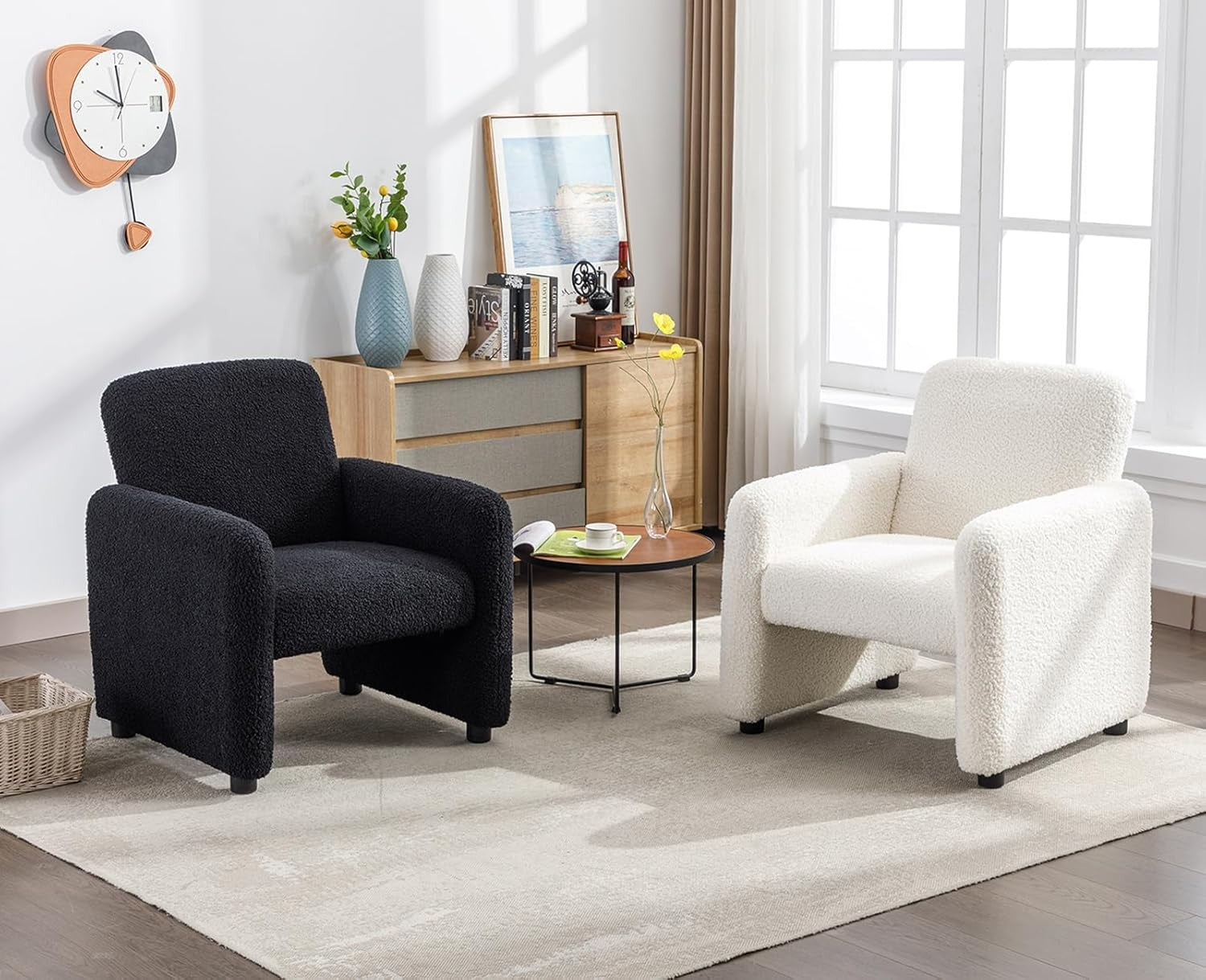 Sherpa Tub Chair White Upholstered Accent Armchair