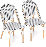 Outdoor Rattan Bistro Chairs Set of 2 Metal Frame Patio Garden Dining Seats