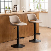 Adjustable Swivel Bar Stools 2pcs Faux Leather Counter Height Khaki
