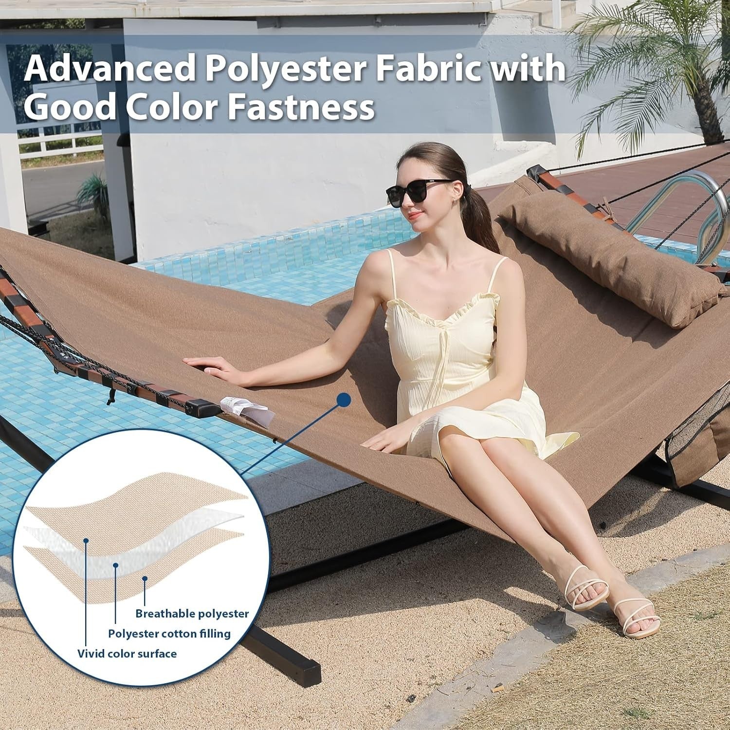 2 Person Hammock with Stand Outdoor Patio Bed 450LB Heavy Duty Weatherproof