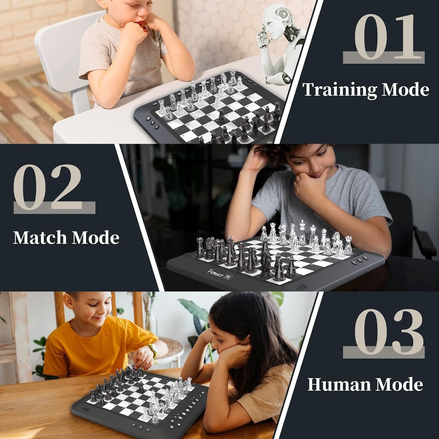 Electronic Chess Set Computer Board w/ LED Lights & Magnetic Pieces
