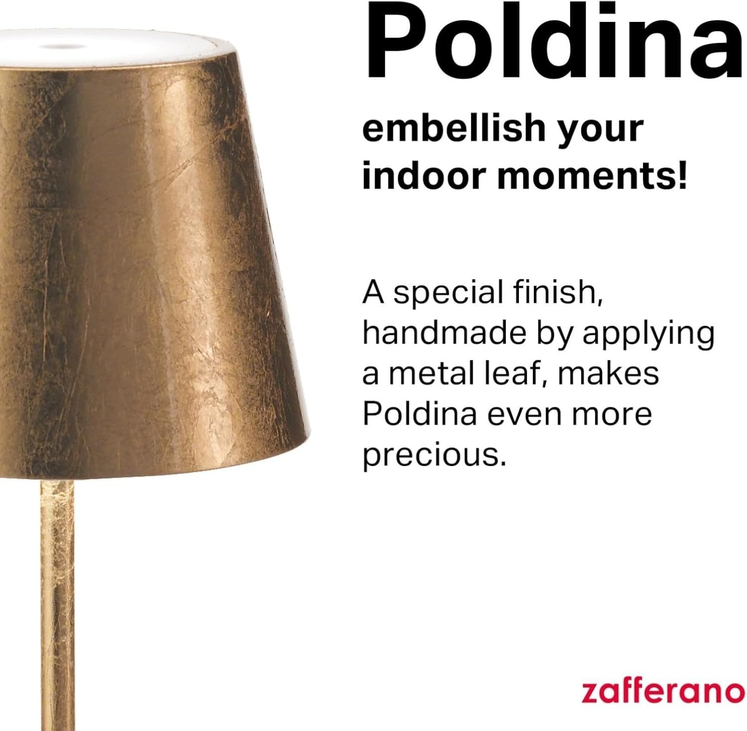 Cordless Rechargeable Table Lamp with Touch Control & Gold Leaf Finish