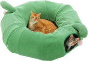Cactus Cat Tunnel Bed Foldable Pet Play Tunnel w Cushion & Ball Toy