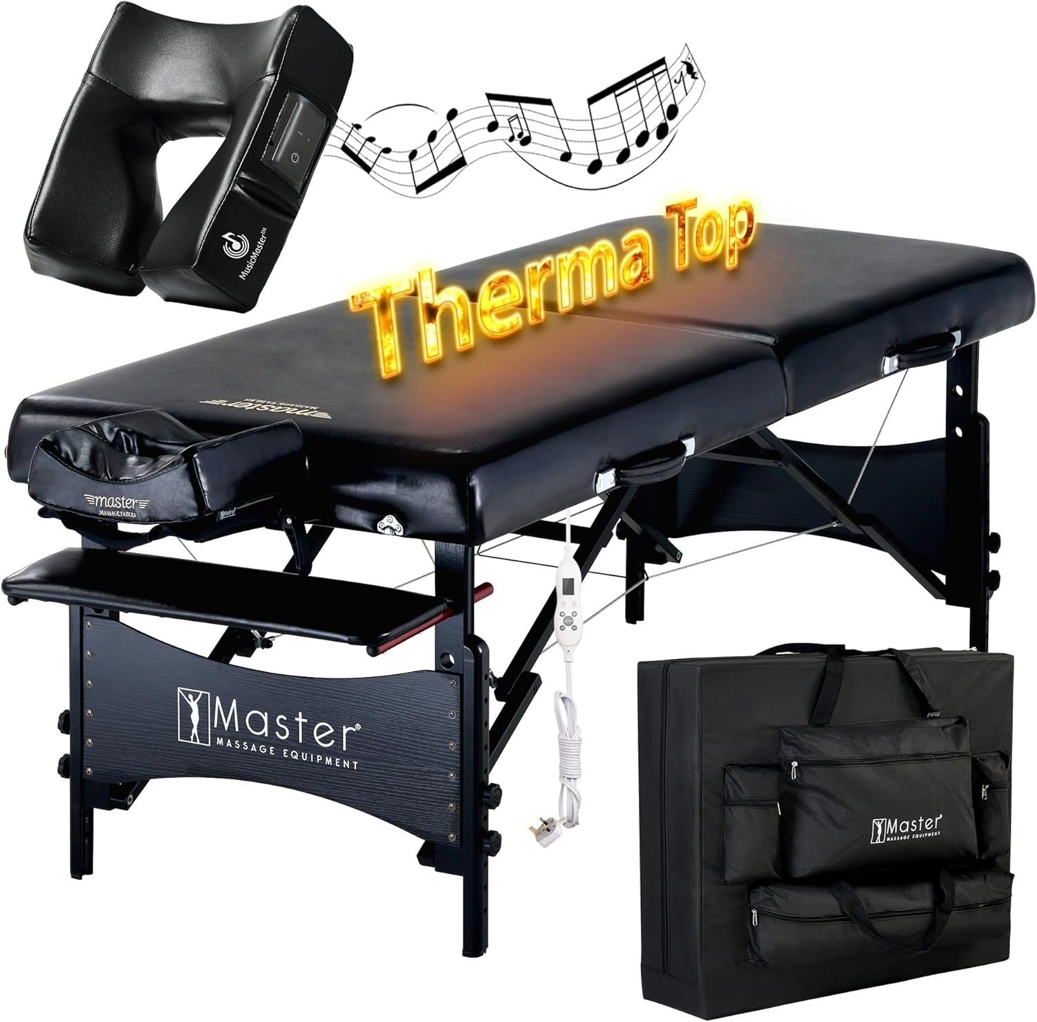 71cm Heated Massage Table with Bluetooth Music Face Cushion Portable Spa Bed