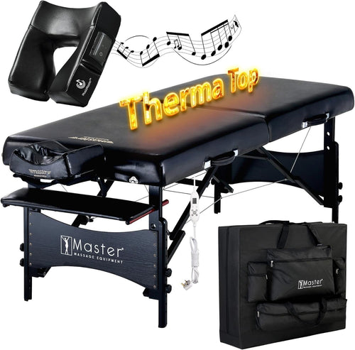 71cm Heated Massage Table with Bluetooth Music Face Cushion Portable Spa Bed