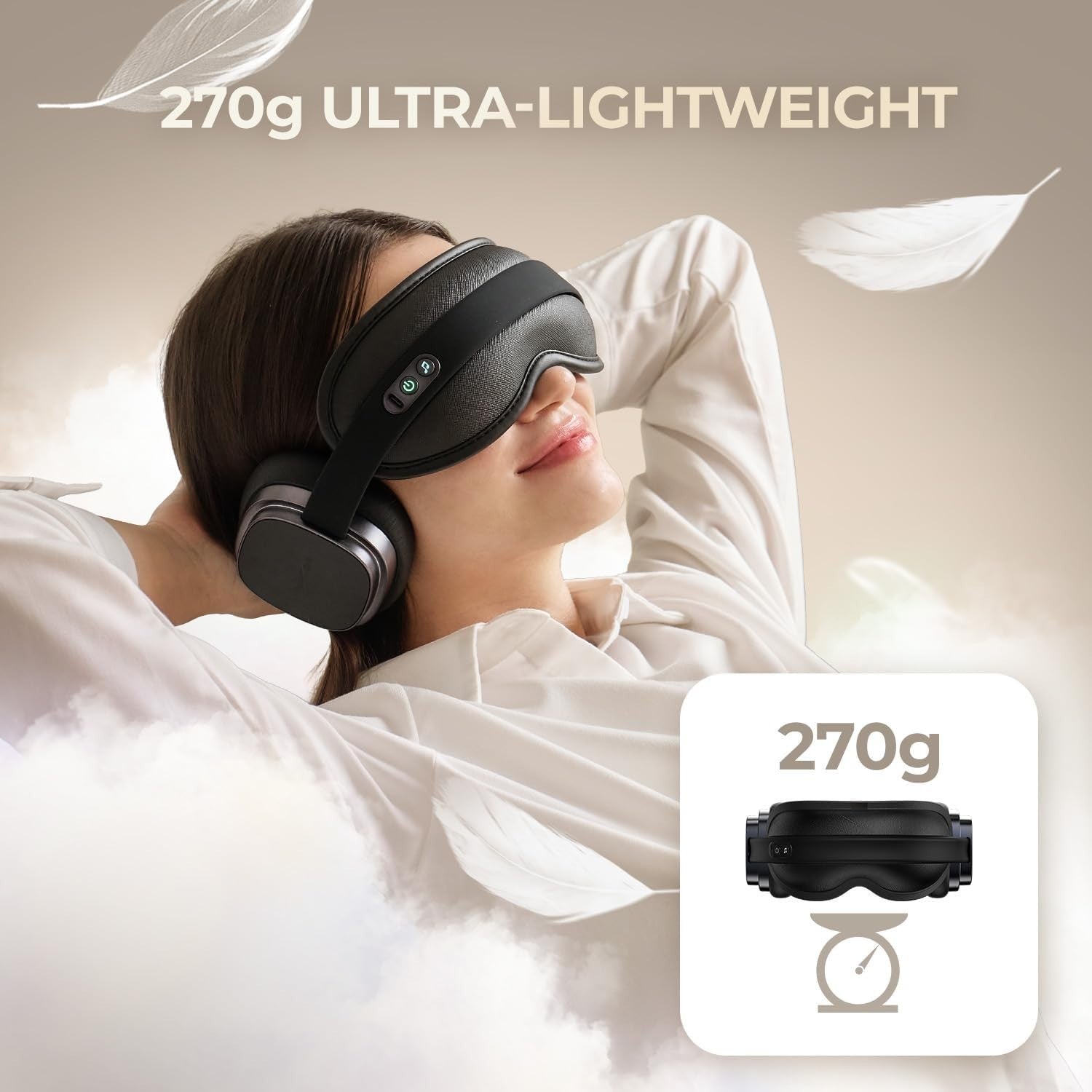 Noise Cancelling Heated Eye Mask Bluetooth Sleep Focus Aid