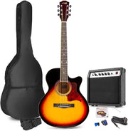 Electric Acoustic Guitar Starter Kit 40W Amp LED Tuner Sunburst