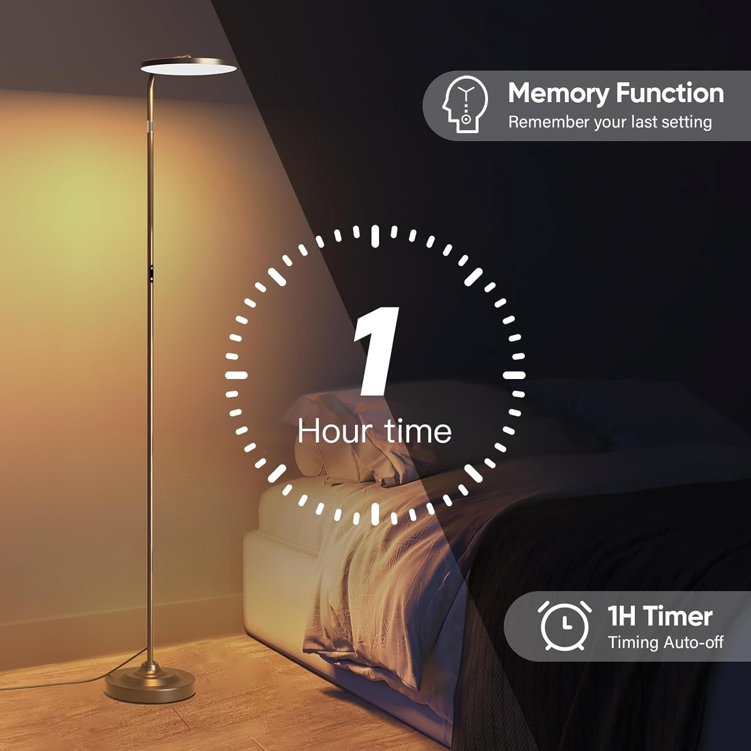 RGB LED Floor Lamp 36W Remote Dimmable 350° Rotating Modern Standing Light
