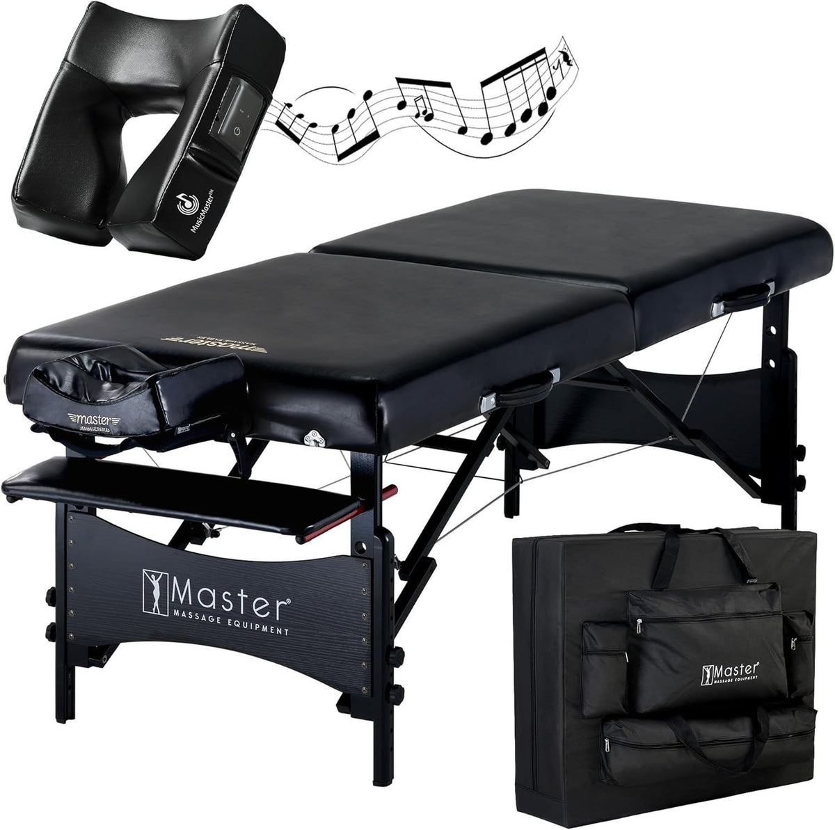 76cm Portable Massage Table w/ Bluetooth Cushion | Galaxy Pro Spa Lash Bed Black