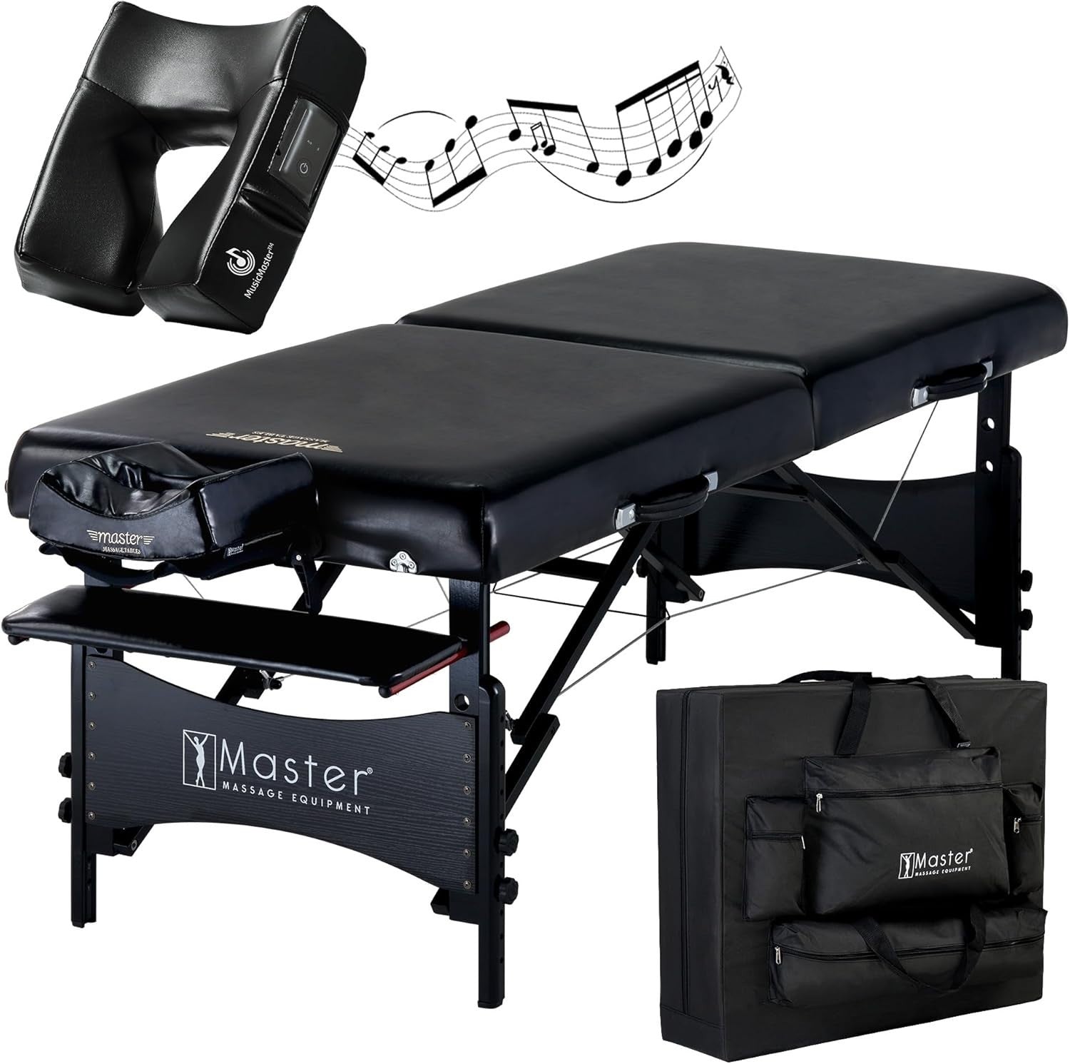 76cm Portable Massage Table w/ Bluetooth Cushion | Galaxy Pro Spa Lash Bed Black