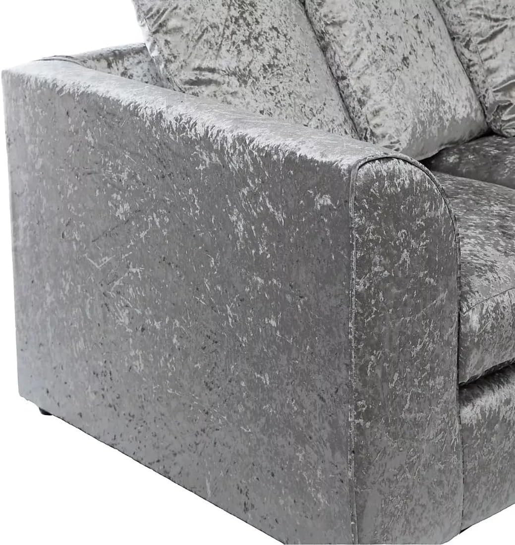4-Seater L Shape Corner Sofa Set - Crush Velvet, Scatter Back, Modern Comfort
