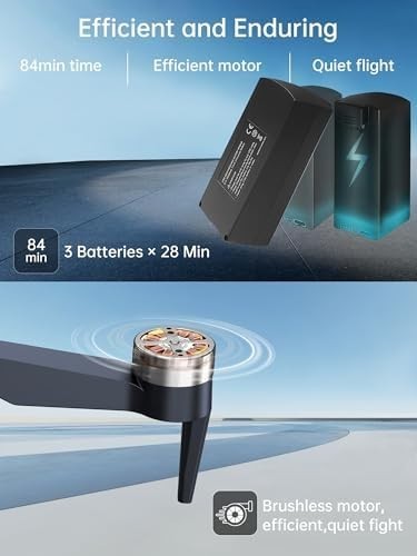 4K HD Brushless Drone | 84-Min Flight, 2650ft Range, Follow Me, 3 Batteries