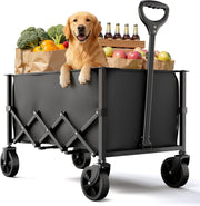 70L Folding Festival Trolley Heavy Duty Camping Garden Beach Wagon 220lbs Black