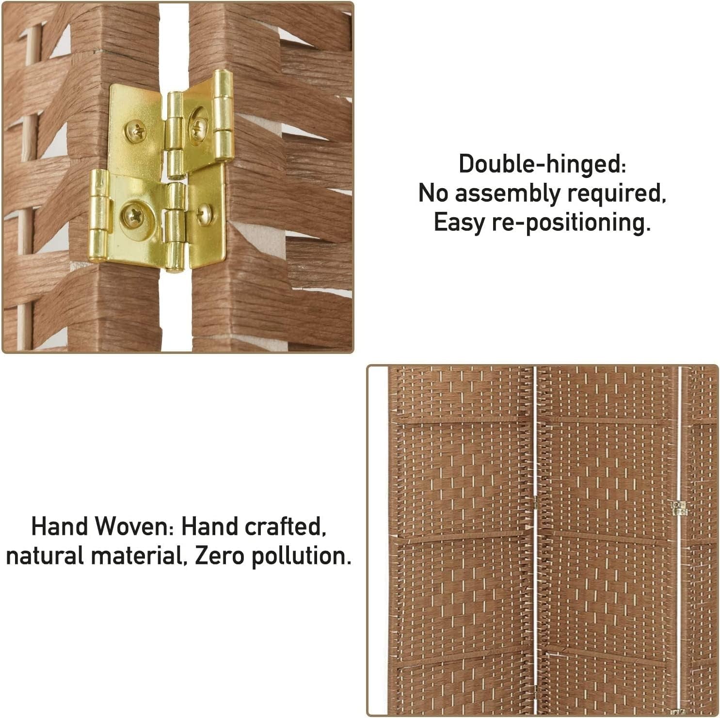 8 Panel Natural Wicker Folding Room Divider Extra Wide Handwoven Screen 180cm
