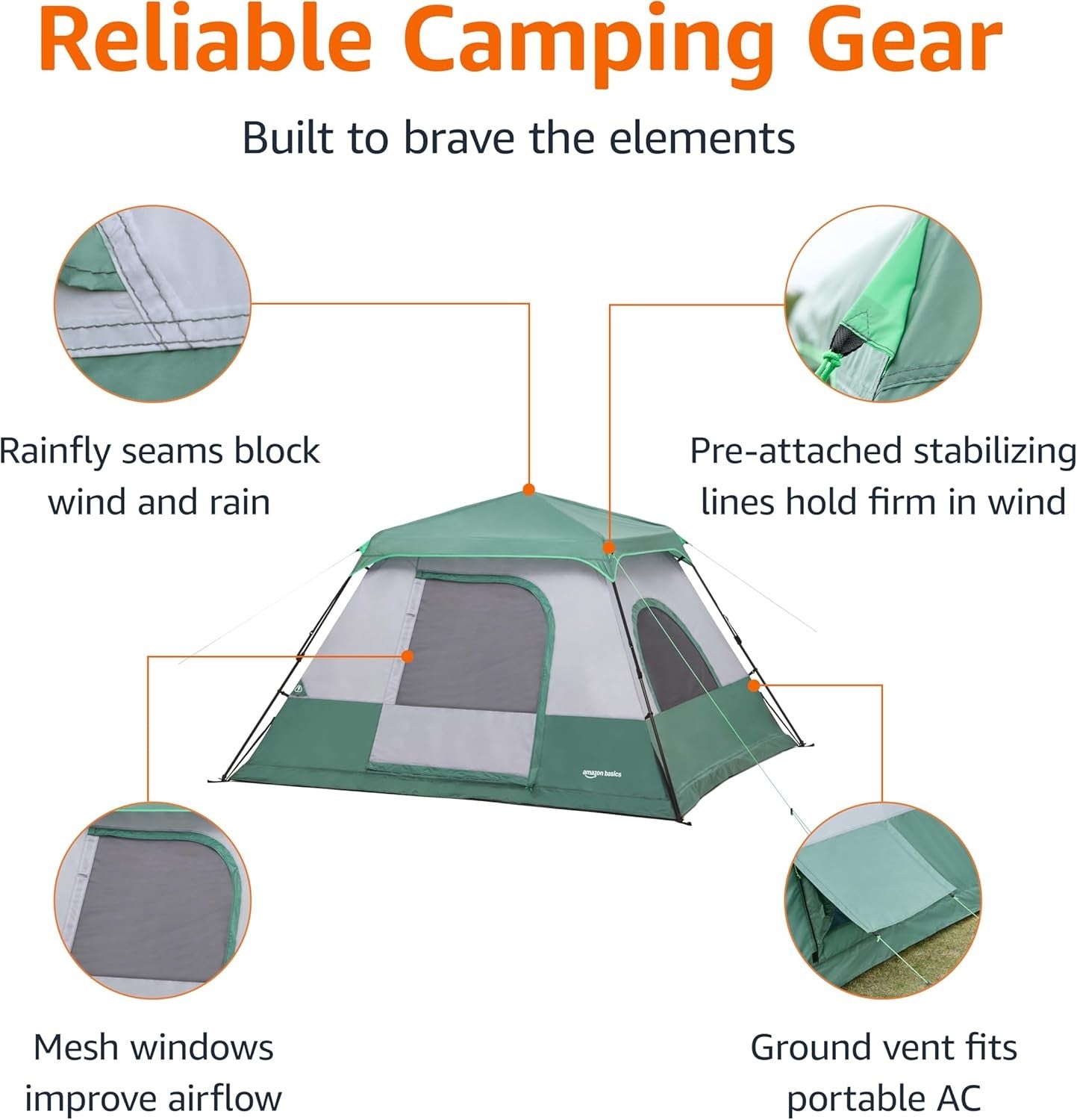 6 Person Camping Tent Waterproof Instant Pop Up with Rainfly Bag