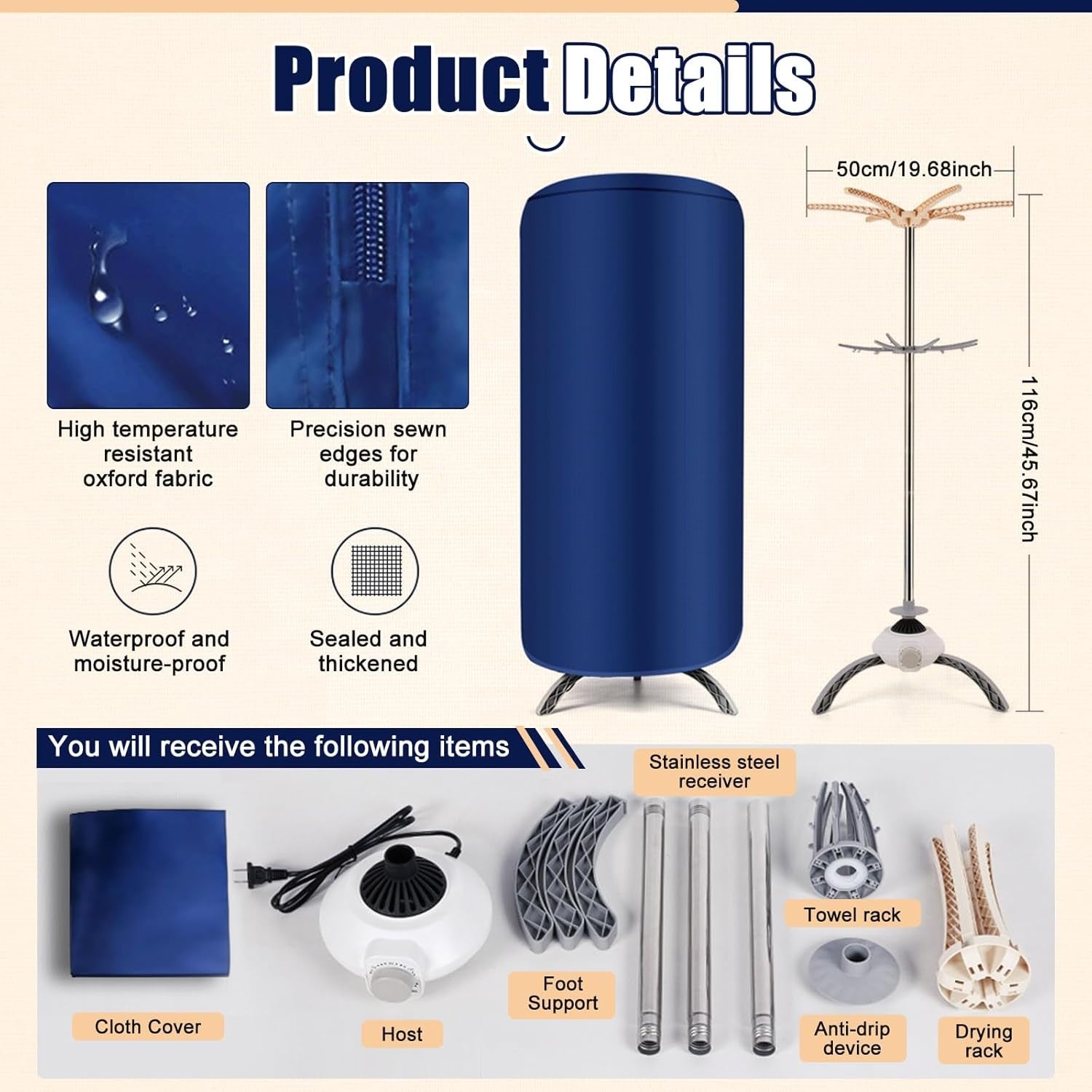 Heated Clothes Airer 900W Electric Dryer 12kg Indoor Hot Air Drying
