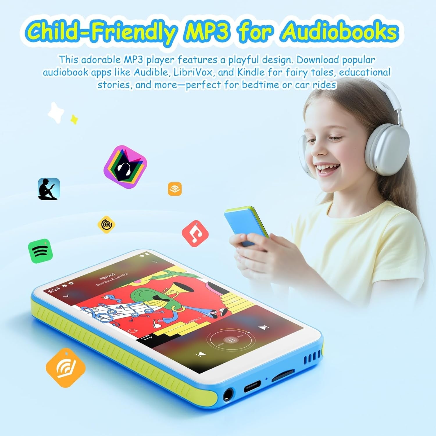132GB MP3 MP4 Player Blue 4" Touch WiFi Bluetooth HiFi
