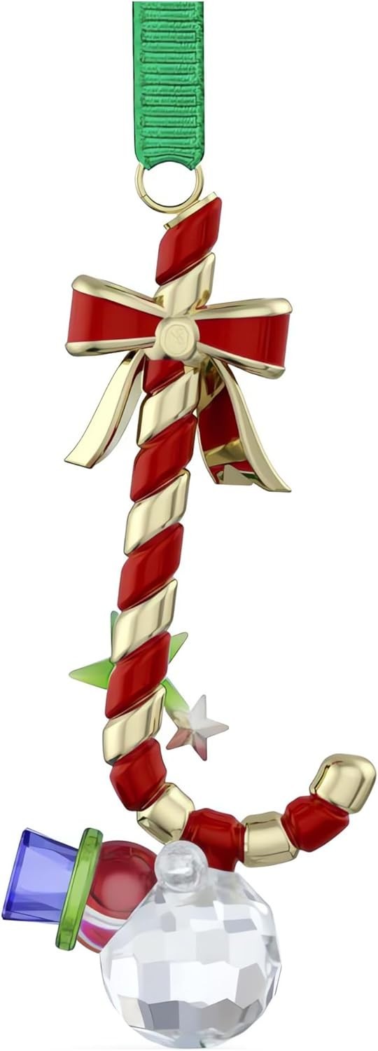 Crystal Candy Cane Ornament • Festive Red & Green Detail • Luxury Decor