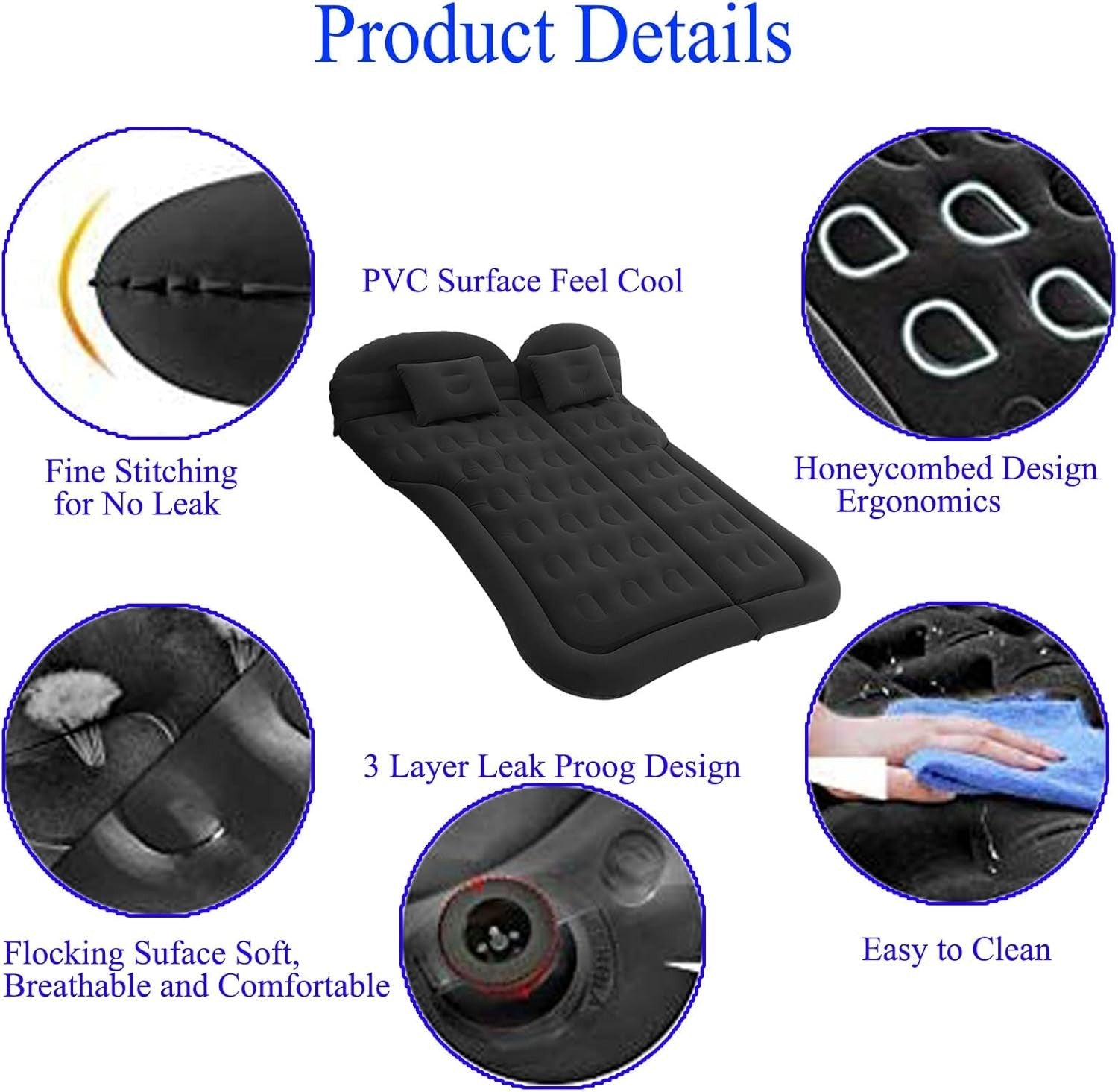 SUV Inflatable Air Mattress Car Bed Camping Cushion – Portable & Thick