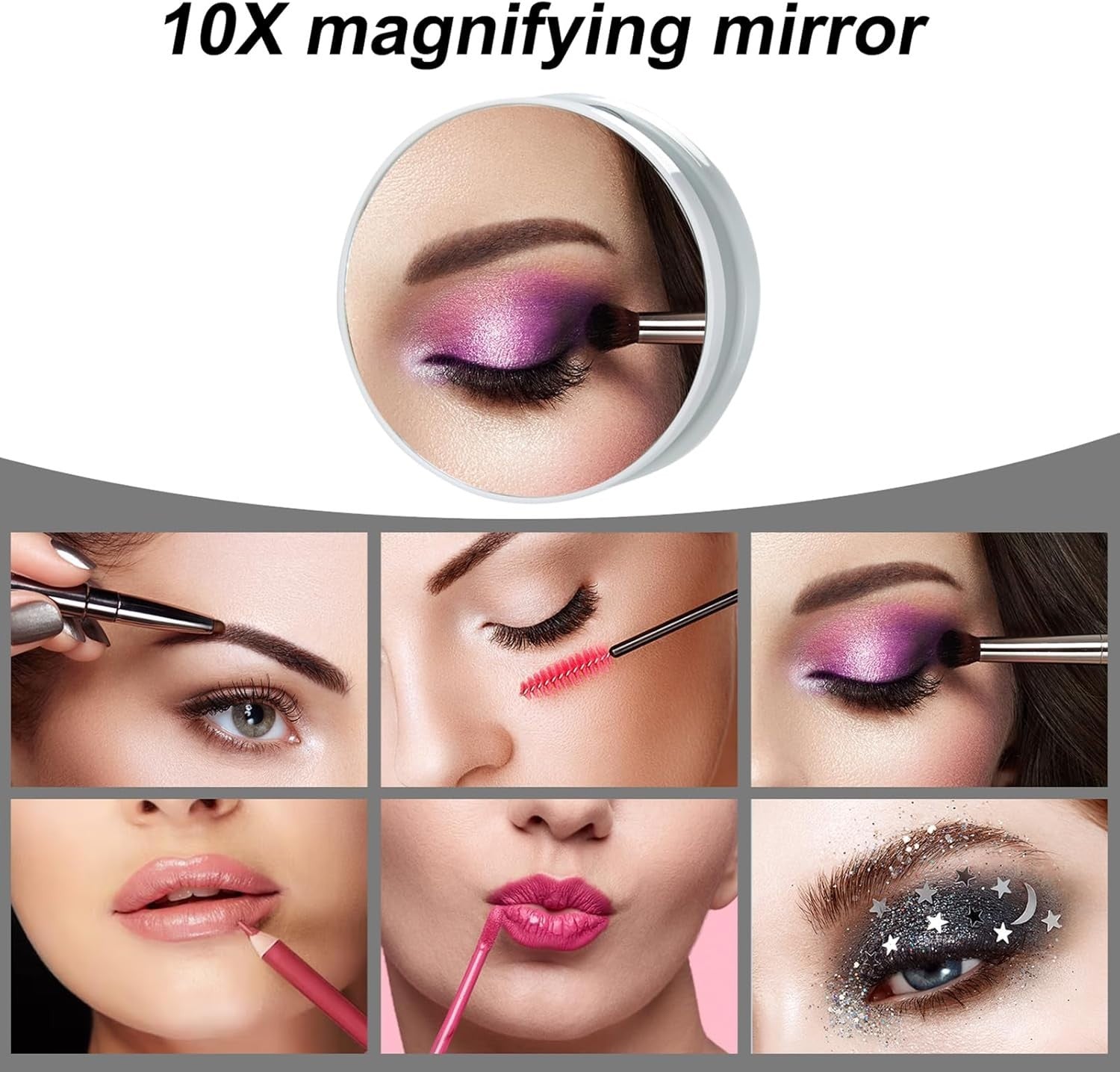 Large Vanity Mirror 80x60cm with LED Lights, Dimmable, 10X Magnifier, USB