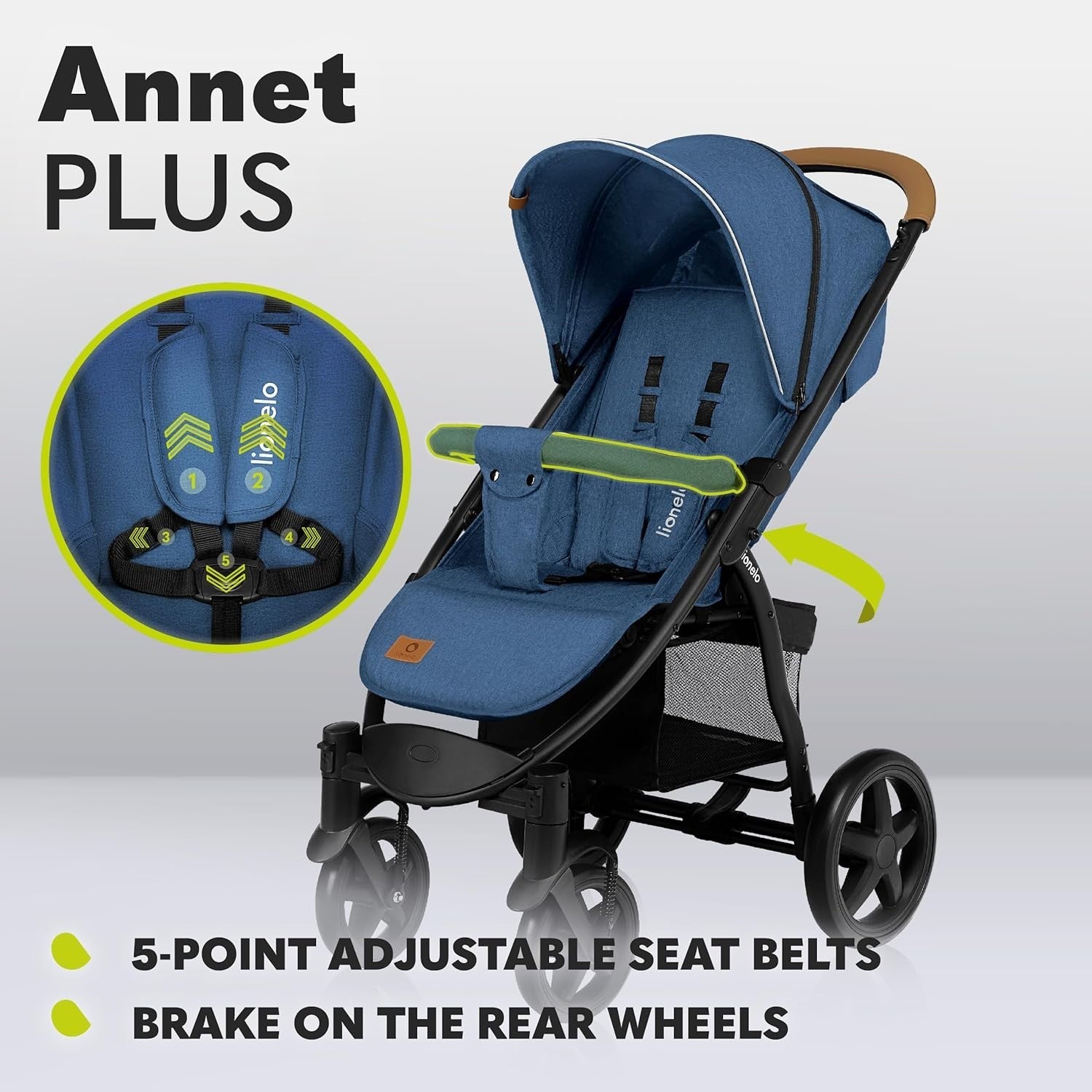 All Terrain Pushchair Newborn–4Y 22kg Foldable Stroller XXL Hood Blue