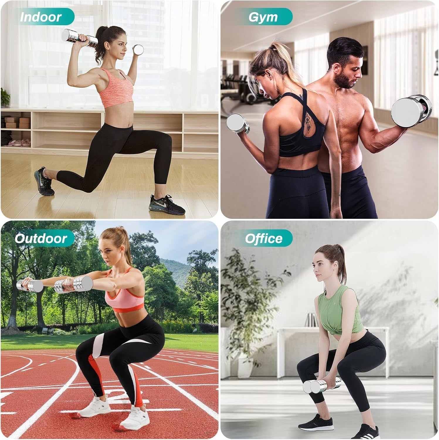 Adjustable Steel Dumbbells Set 5–15lb Non Slip Foam Handle Home Gym