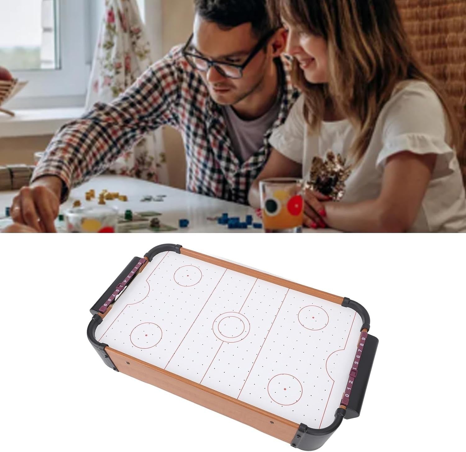 Battery Operated Tabletop Air Hockey Game Portable Family Puzzle Fun