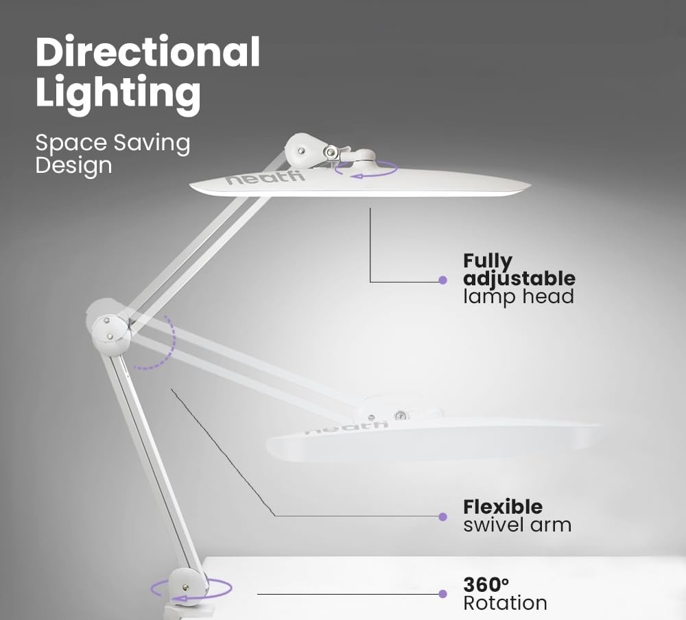 LED Desk Lamp 2200 Lumens Adjustable Clamp Light 4 Brightness & 3 Modes