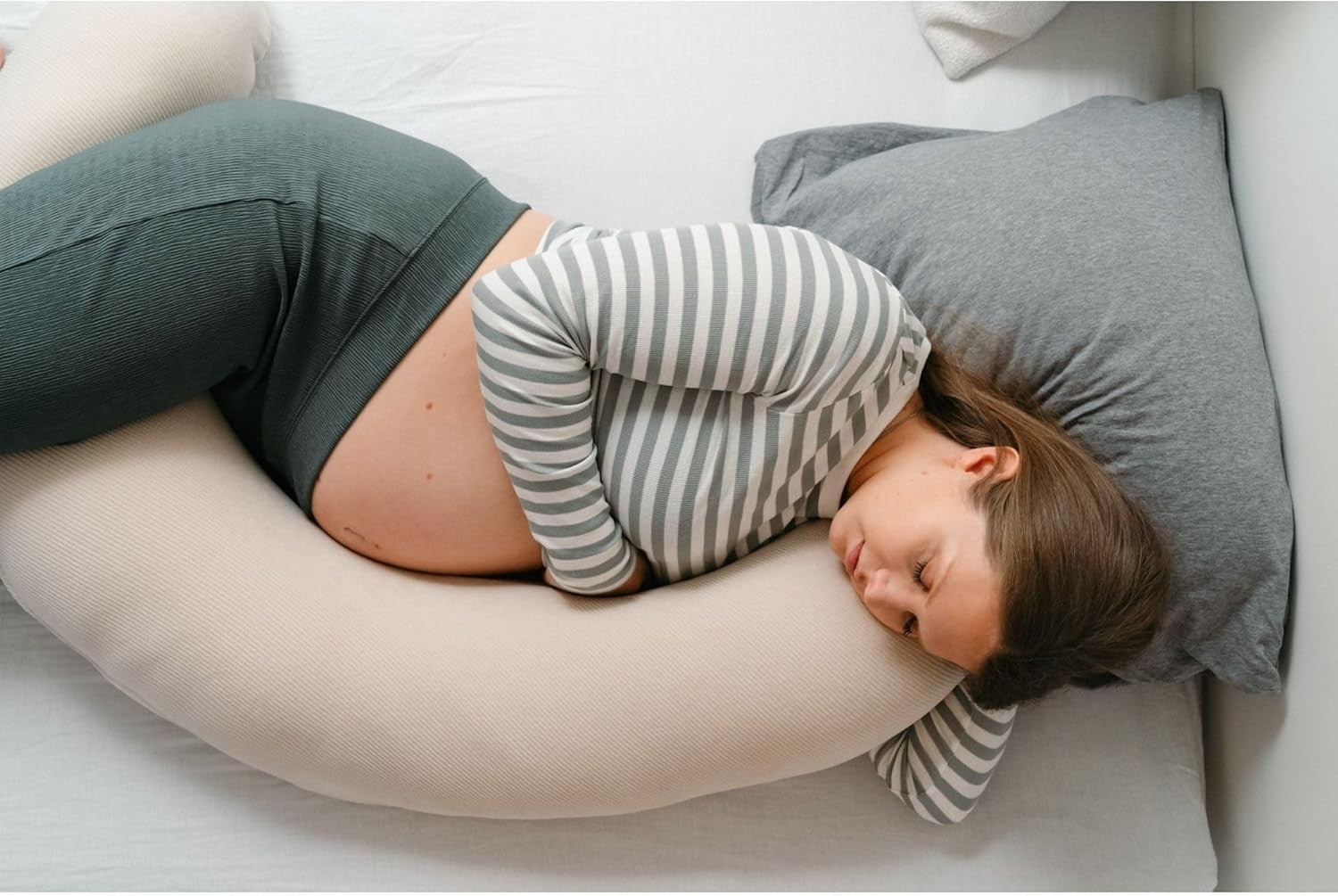 Pregnancy Support Pillow Full Body Maternity Feeding Cushion Organic Cotton