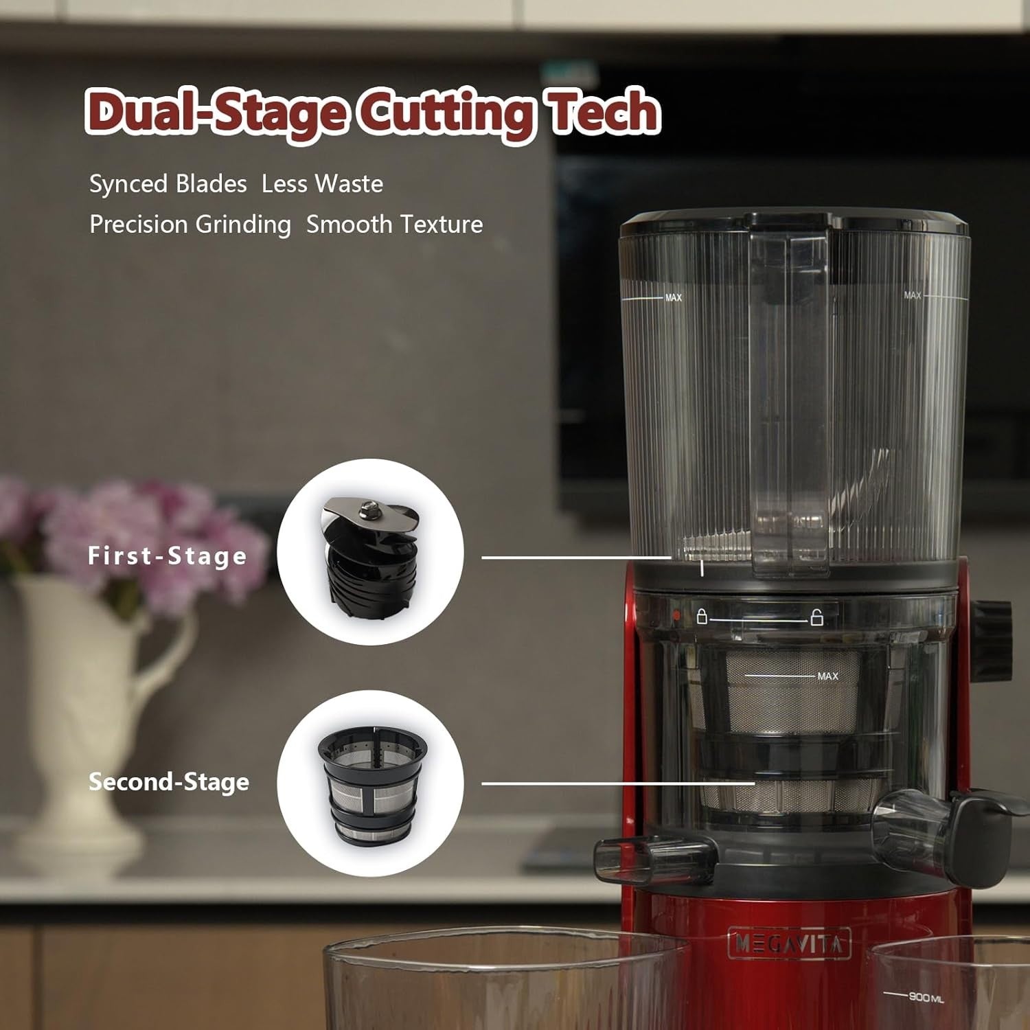 Cold Press Juicer 200W Whole Fruit Masticating High Yield Easy Clean