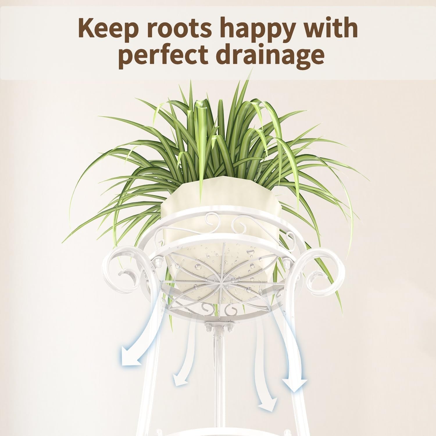 3 Tier White Metal Plant Stand Indoor Outdoor Tall Flower Pot Display Rack