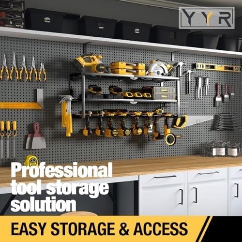 Heavy-Duty Wall-Mounted Tool Rack 82.6x21x33cm 8-Slot Drill Organizer