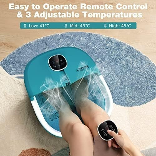 Folding Foot Spa Massager with Heat & Bubbles, Remote, Timer, Pedicure Tub