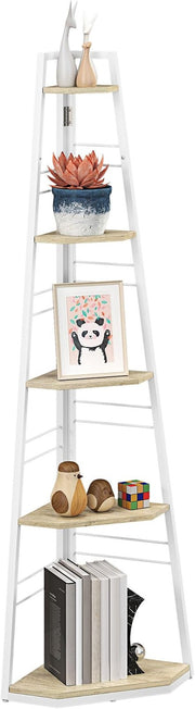 5-Tier Corner Shelf Unit, Modern Space-Saving Display Storage for Living Room