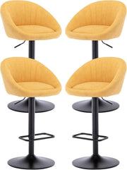 Yellow Modern L-Shaped Bar Stools Set of 4 – Comfortable Swivel Seats