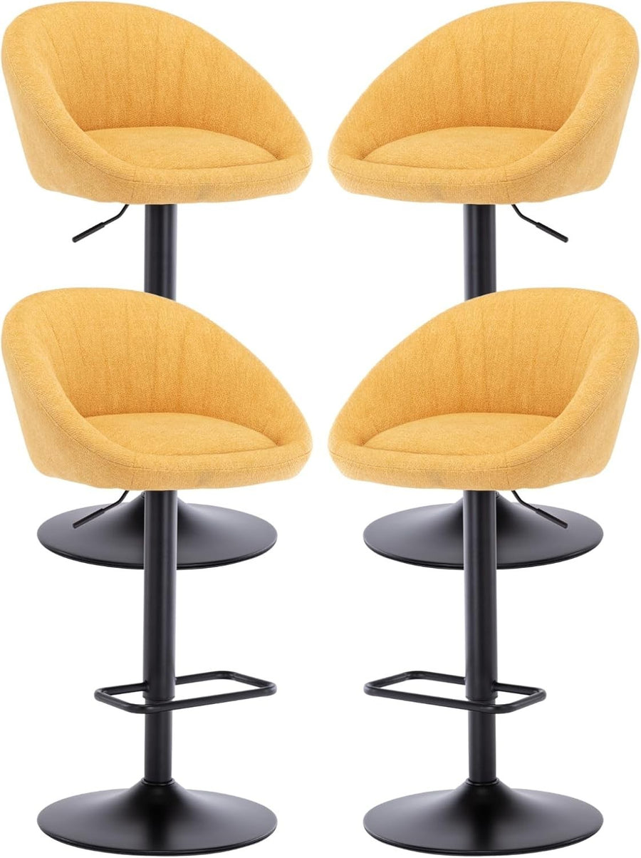 Yellow Modern L-Shaped Bar Stools Set of 4 – Comfortable Swivel Seats