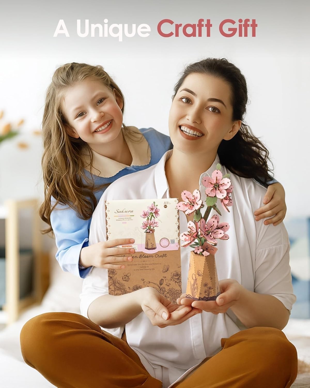 3D Wooden Flower Puzzle Sakura – DIY Craft Kit, Perfect Gift & Decor