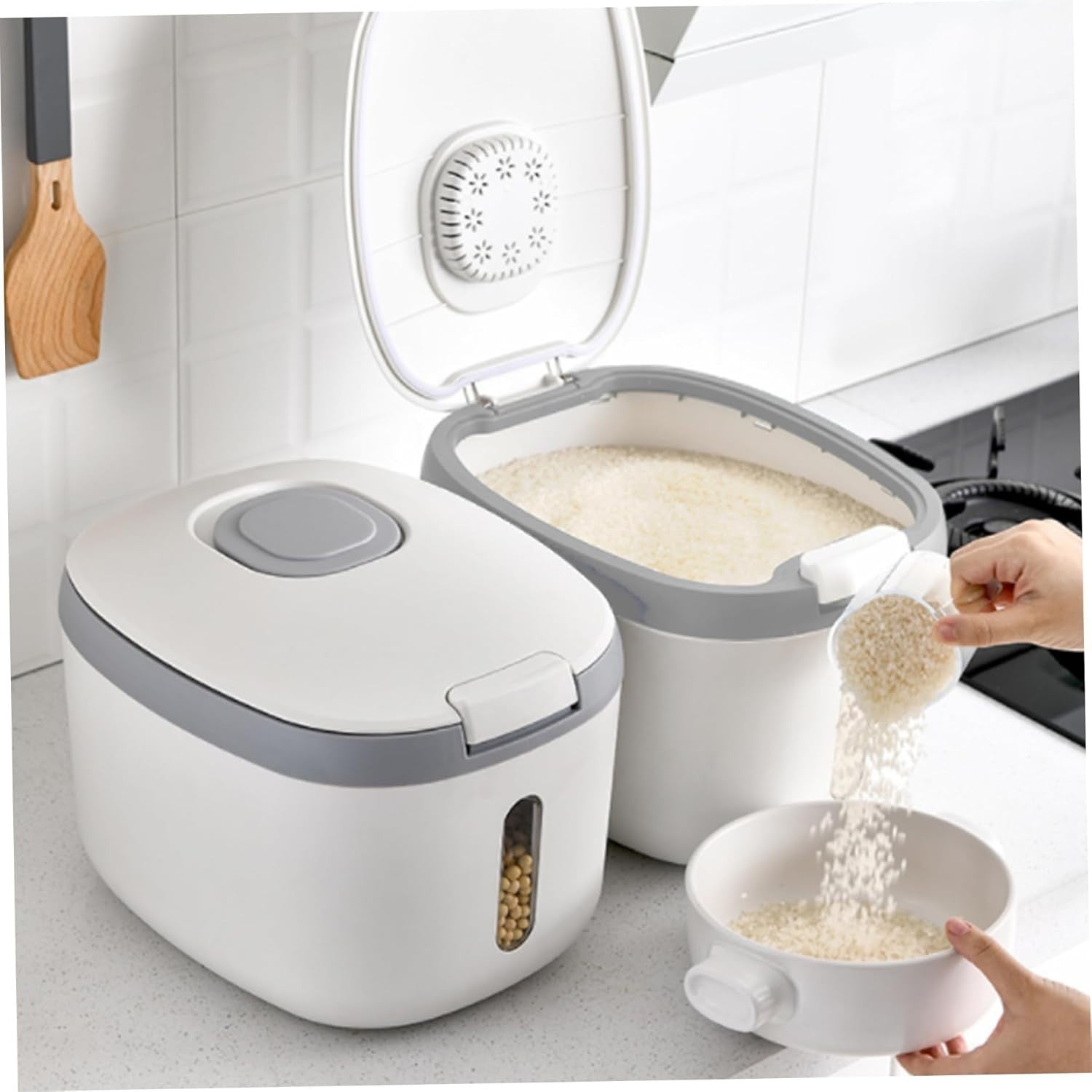 10KG Airtight Rice Storage Container BPA Free Dispenser with Measuring Cup
